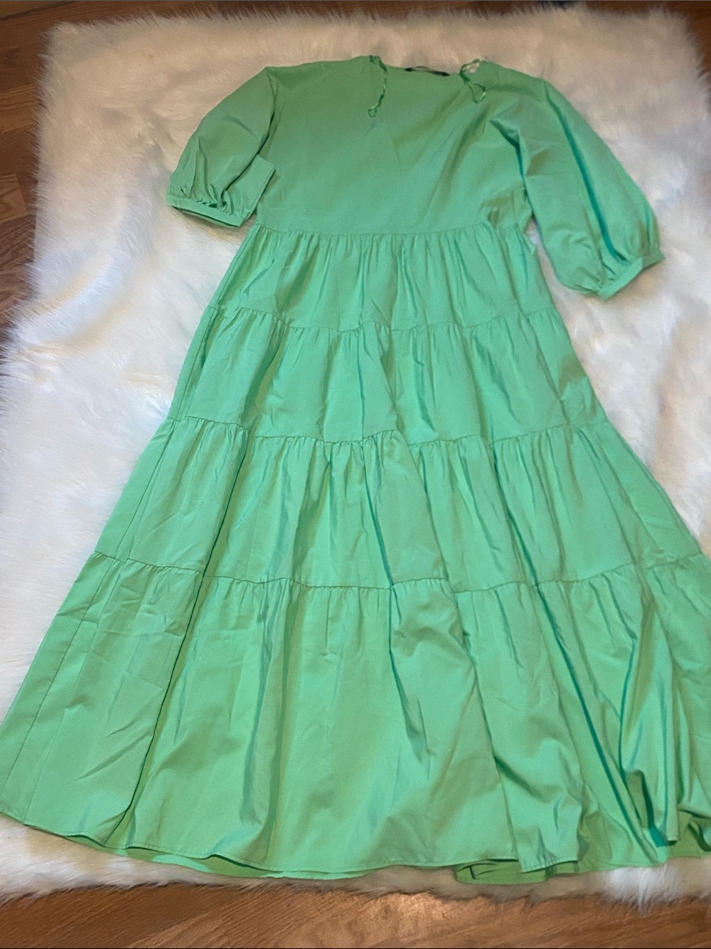 Zara Mint Green Tiered Casual Dress